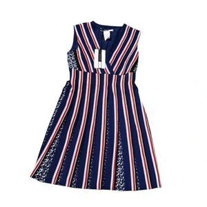 NWT Women’s SPORTMAX CODE red white blue striped mini fit & flare dress sz 8